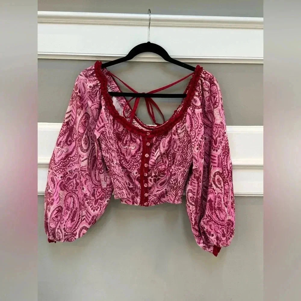EUC Free People Dare Me Velvet Blouse - Picture 2 of 6